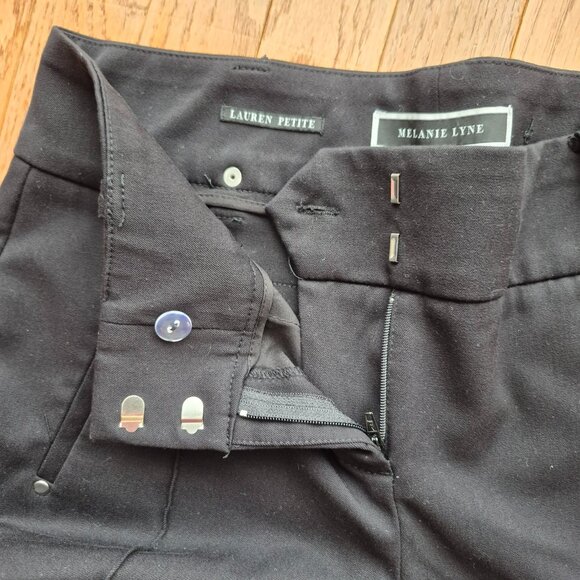Melanie Lyne Pintuck Straight-Leg Pants Lauren Petite Black 4 - Picture 4 of 10